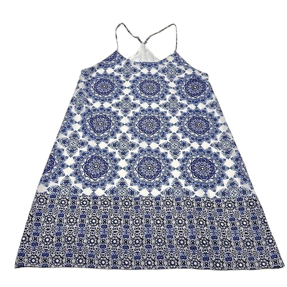 Everly  Blue and White Spaghetti Strap Dress Size Medium